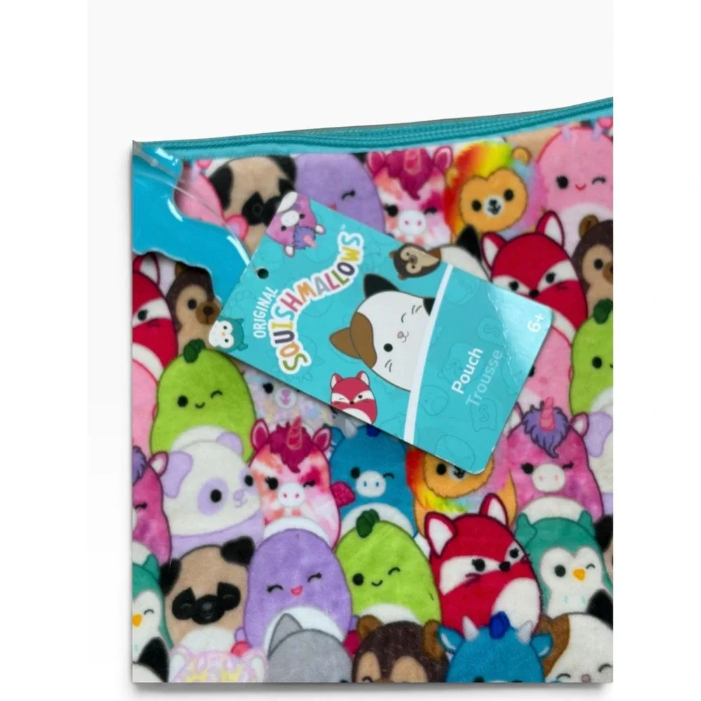 Squishmallows Plush Zipper Pouch All Over Print Cam Fifi Winston Makeup Bag NEW